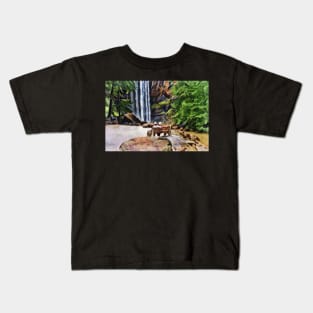 Couple at Toccoa Falls colored pencil style Kids T-Shirt